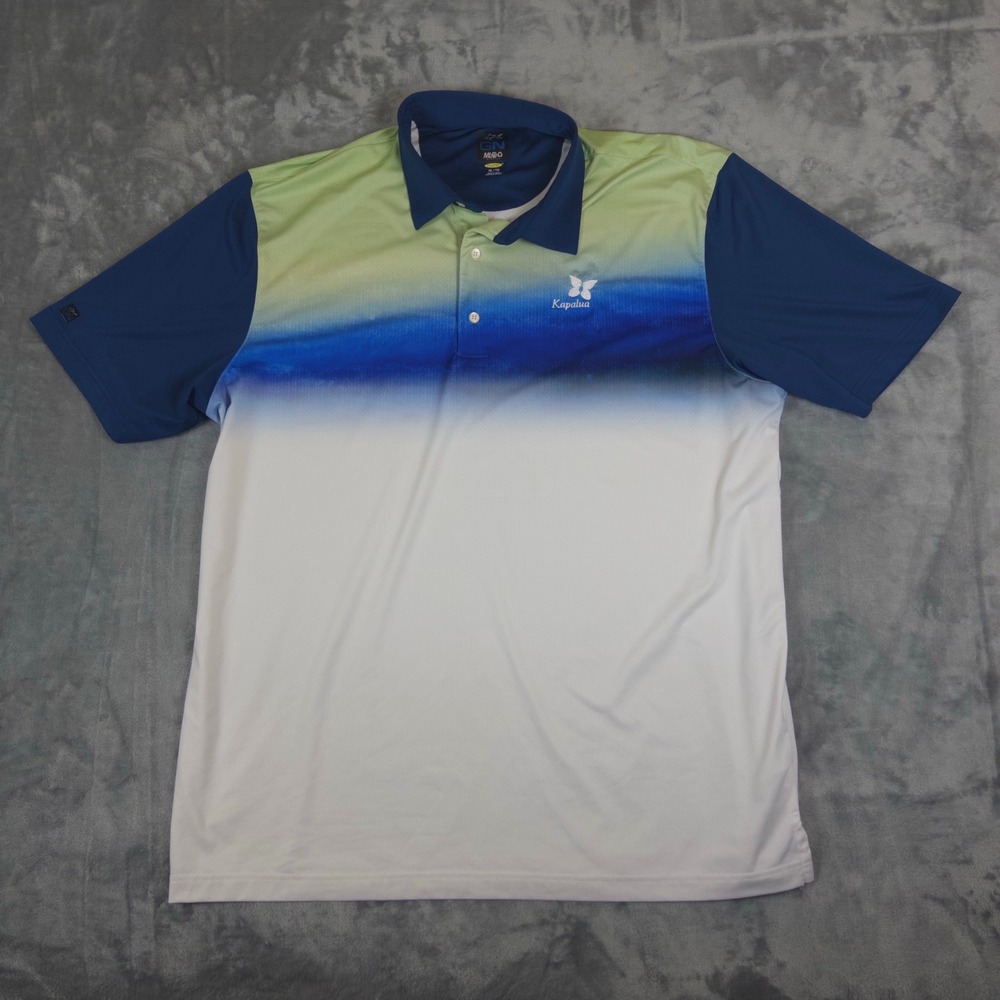 Greg Norman Polo Shirt Mens XL Blue Green Ombre Kapalua Golf ML75 Stretch